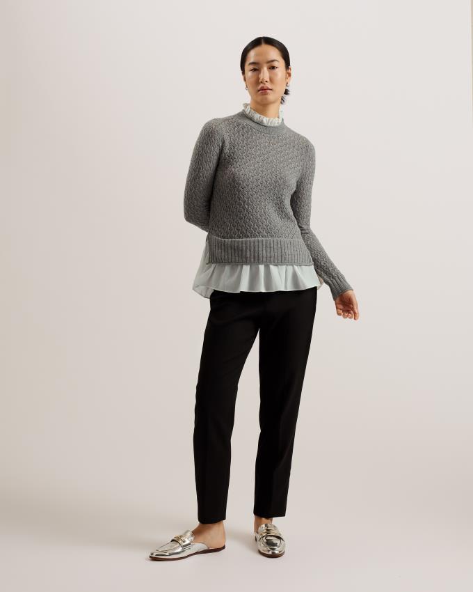 Pull Ted Baker Knitted With Hem Grise Femme | DSG-58073285